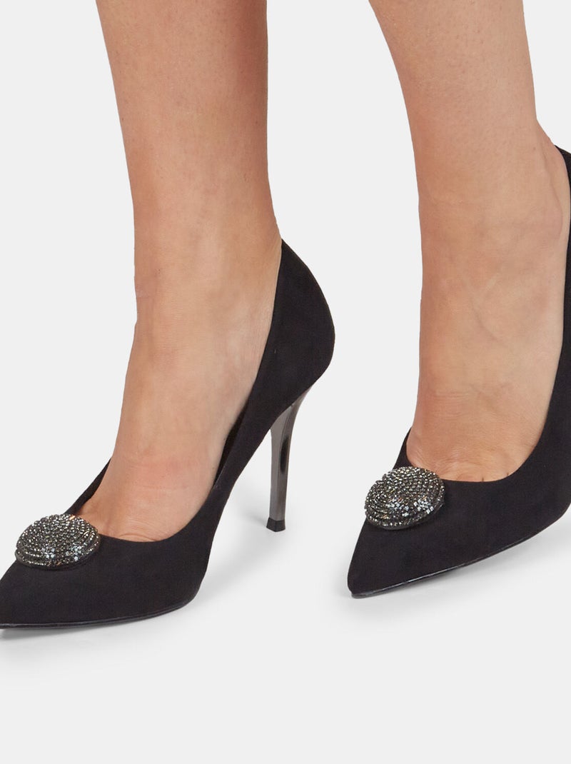 Escarpins avec détail bijou et talon doré BATA Noir - Kiabi