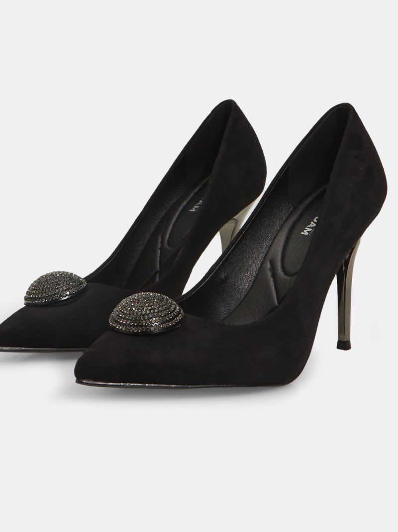 Escarpins avec détail bijou et talon doré BATA Noir - Kiabi