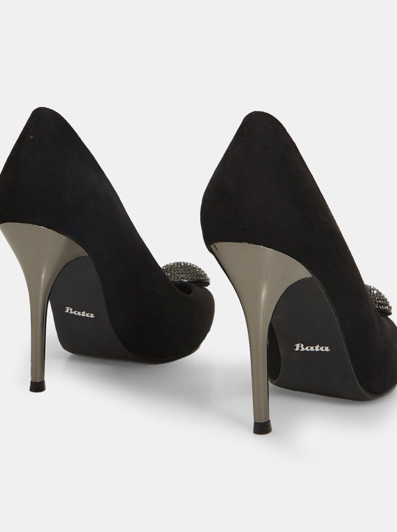 Escarpins avec détail bijou et talon doré BATA Noir - Kiabi