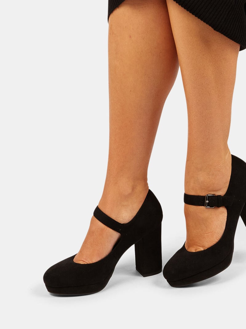 Escarpins avec large talon et plateau BATA Noir - Kiabi