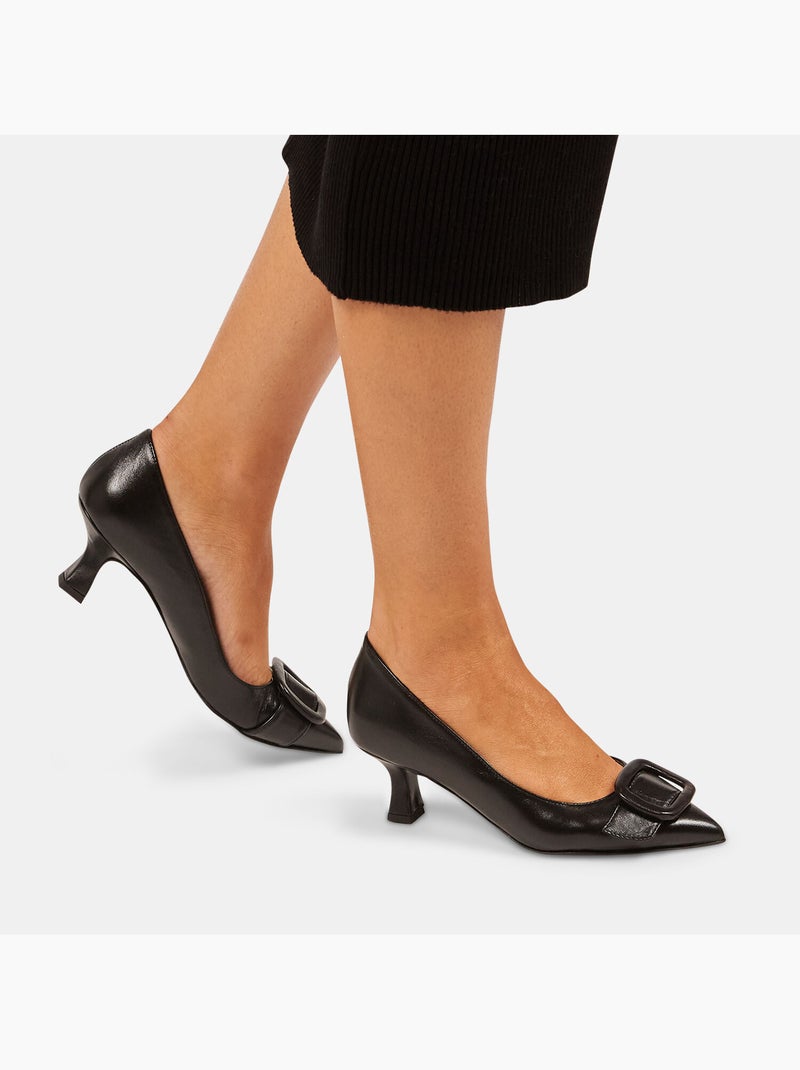 Escarpins avec talon midi et boucle Noir - Kiabi