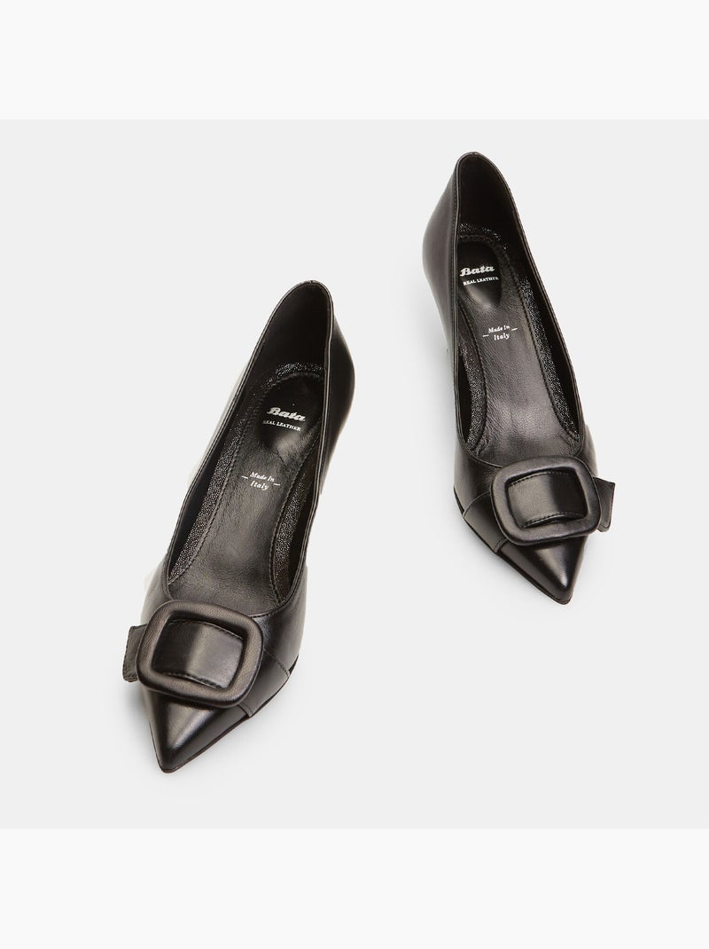 Escarpins avec talon midi et boucle Noir - Kiabi