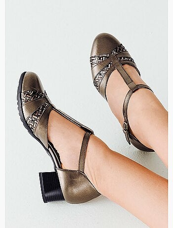 Escarpins bi-matière grande largeur - Afibel