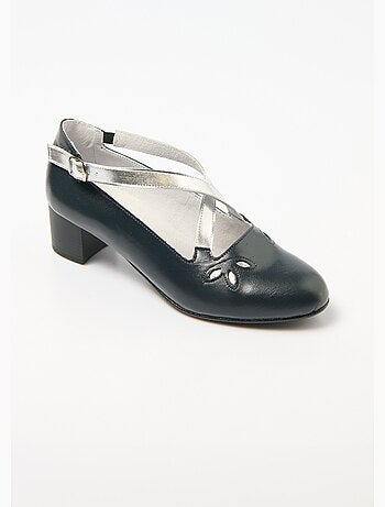 Escarpins brides croisées cuir largeur confort