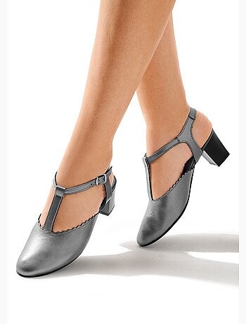Escarpins cuir à talon, largeur confort