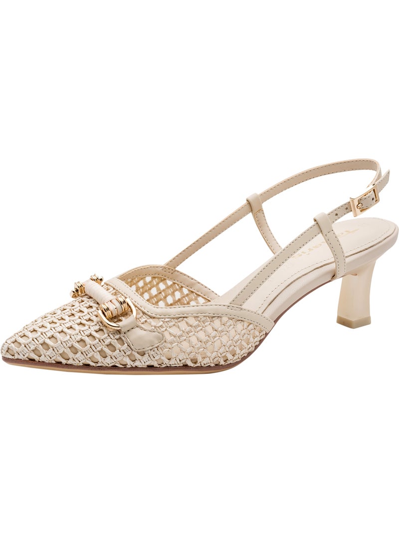 Escarpins Cuir à Talon Tamaris Beige - Kiabi