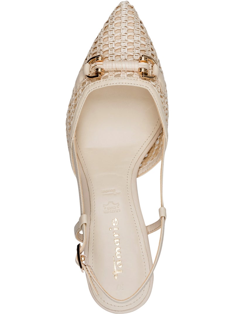 Escarpins Cuir à Talon Tamaris Beige - Kiabi