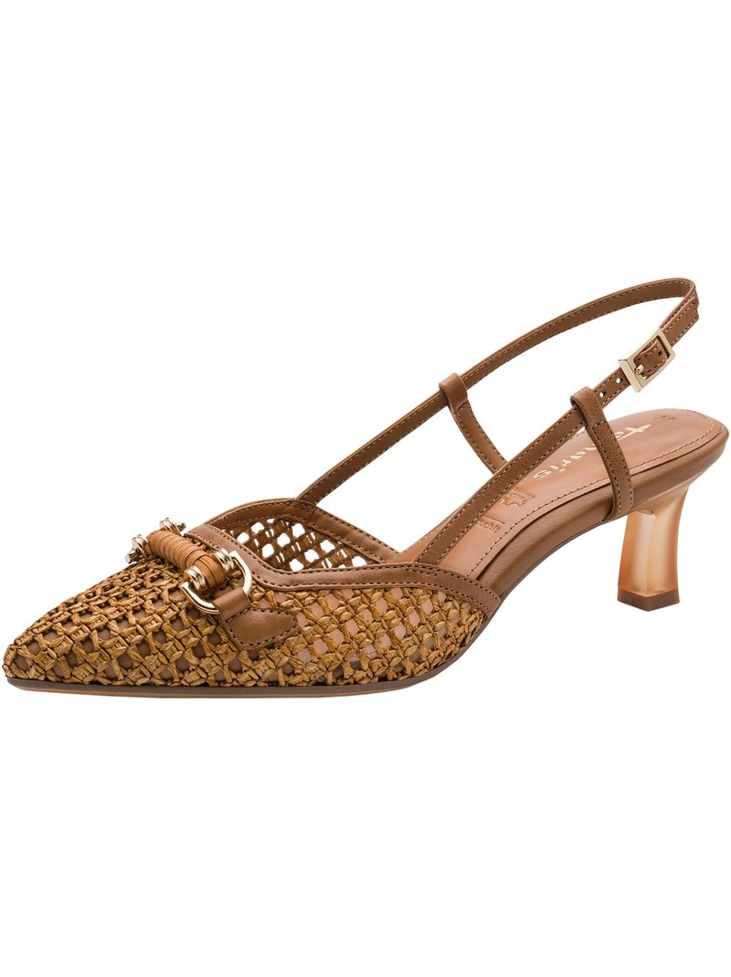 Escarpins Cuir à Talon Tamaris Marron - Kiabi