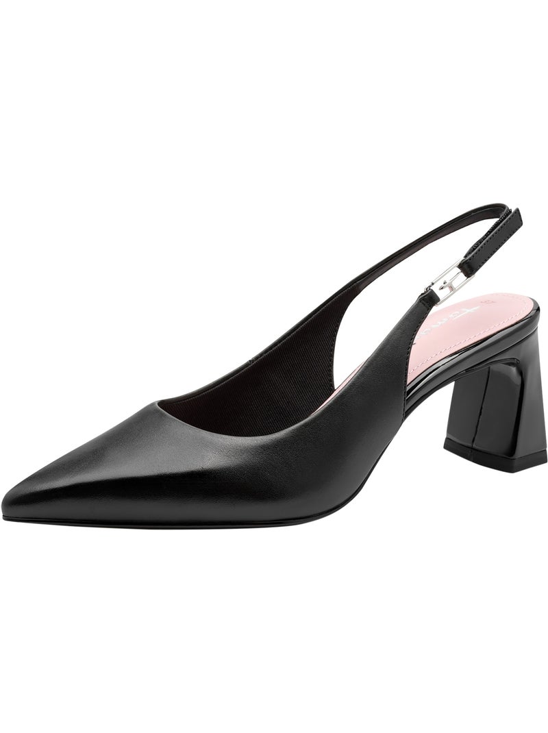 Escarpins Cuir à Talon Tamaris Noir - Kiabi