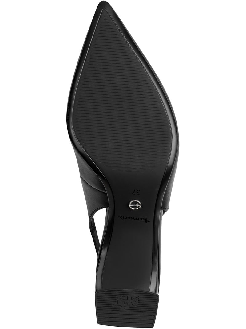Escarpins Cuir à Talon Tamaris Noir - Kiabi