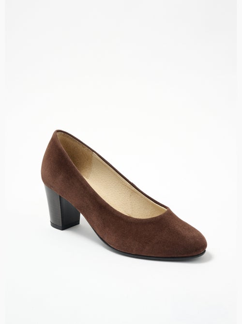 Escarpins cuir bout rond largeur confort - Afibel - Kiabi