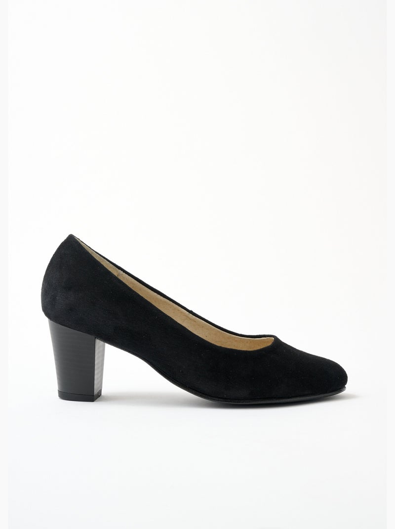 Escarpins cuir bout rond largeur confort - afibel Noir - Kiabi
