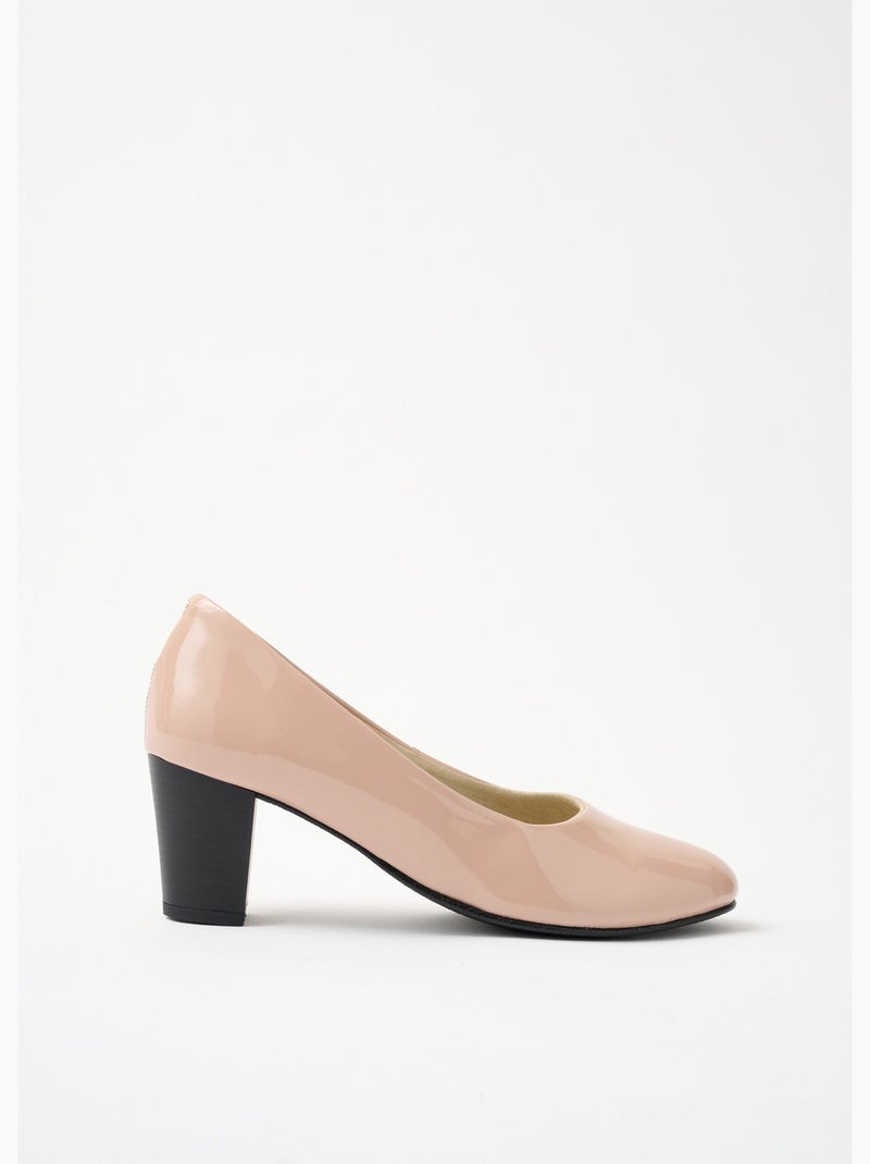 Escarpins cuir bout rond largeur confort - Afibel Rose - Kiabi