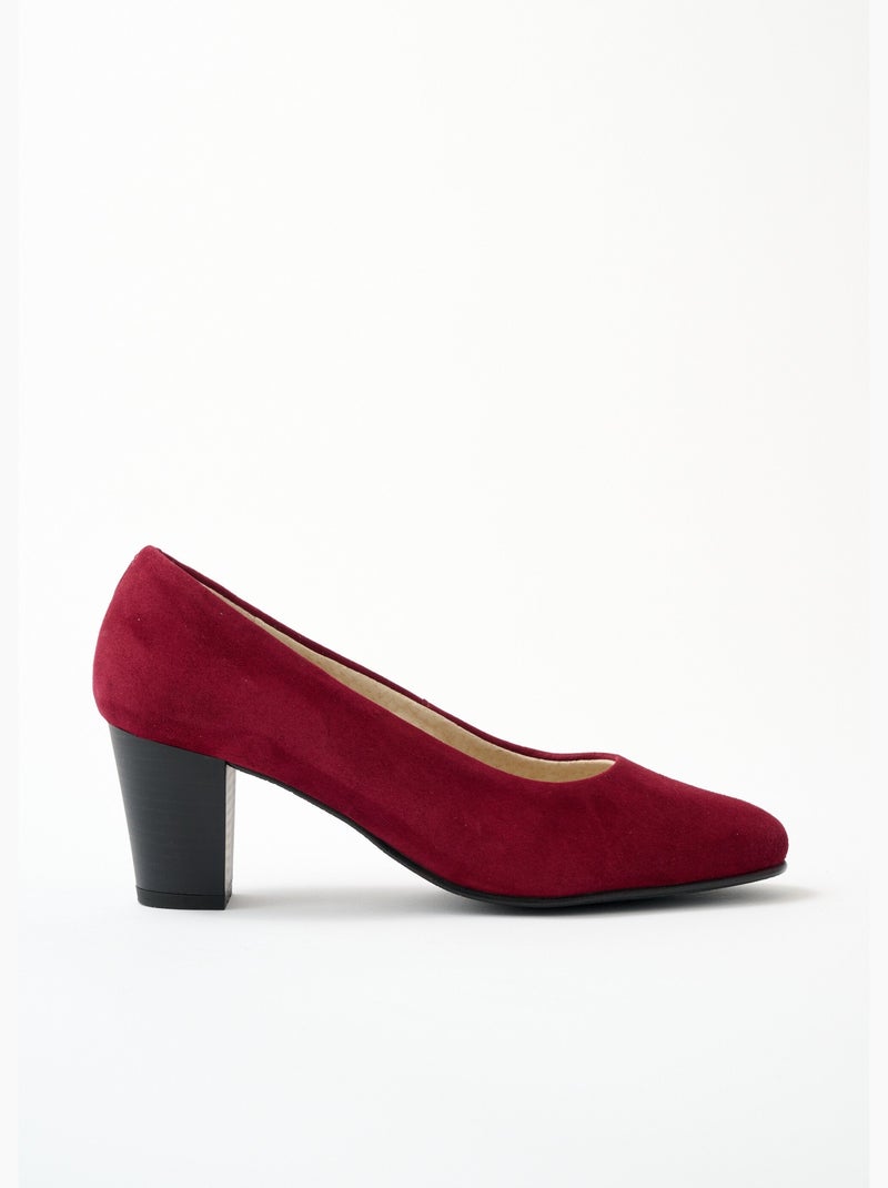 Escarpins cuir bout rond largeur confort - Afibel Rouge - Kiabi