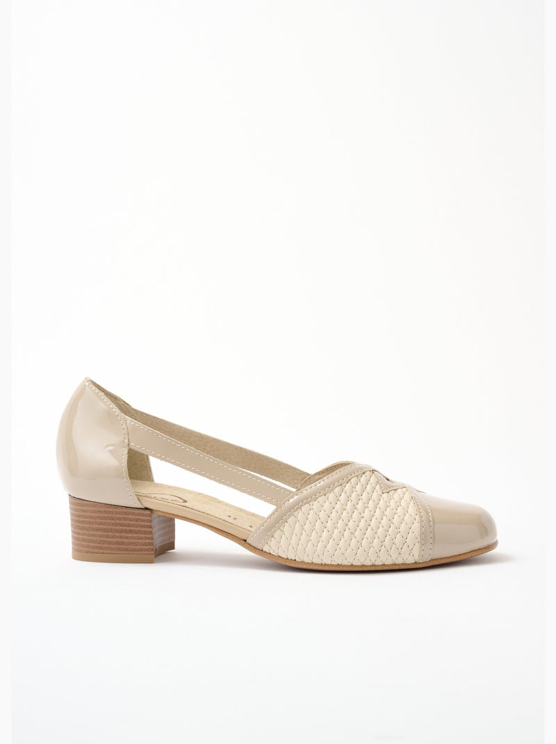 Escarpins cuir largeur confort pieds sensibles - Afibel Beige - Kiabi