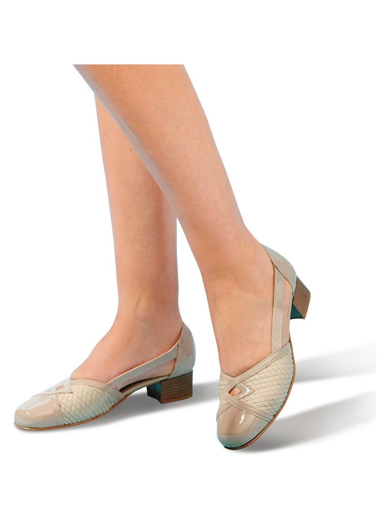 Escarpins cuir largeur confort pieds sensibles - Afibel Beige - Kiabi