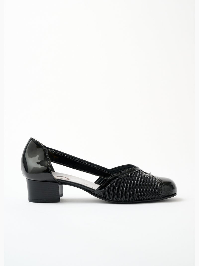 Escarpins cuir largeur confort pieds sensibles - Afibel Noir - Kiabi