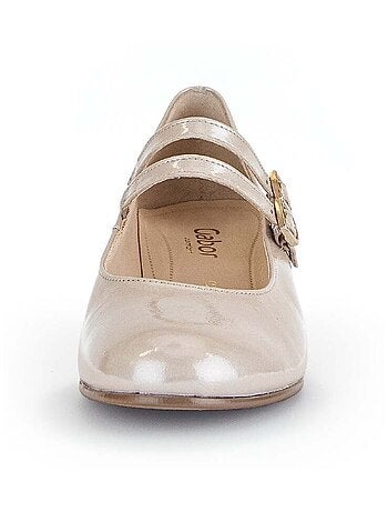 Escarpins dorés en cuir vernis