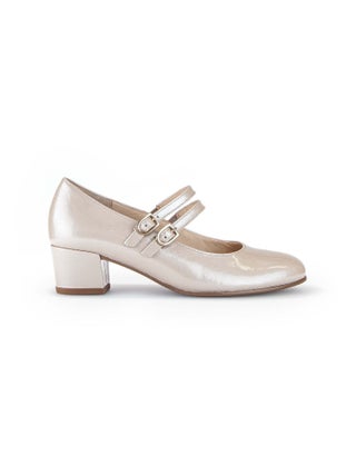 Escarpins dorés en cuir vernis