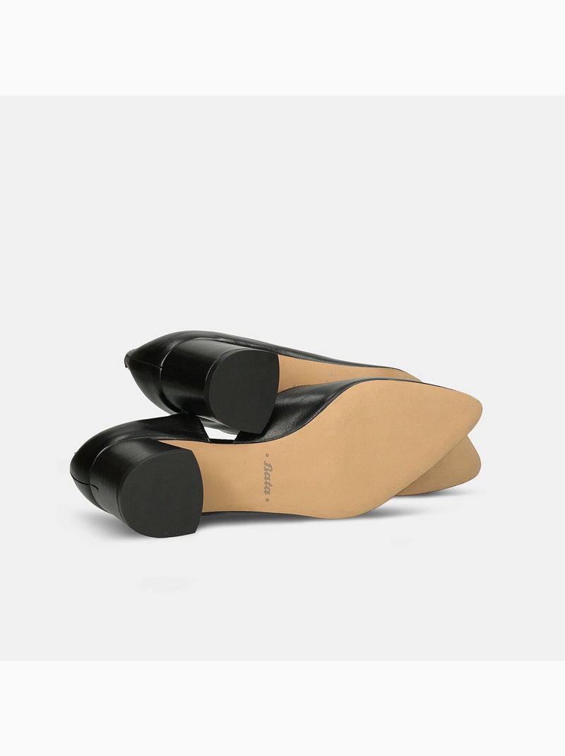 Escarpins en cuir à talon de 5,5 cm BATA Noir - Kiabi