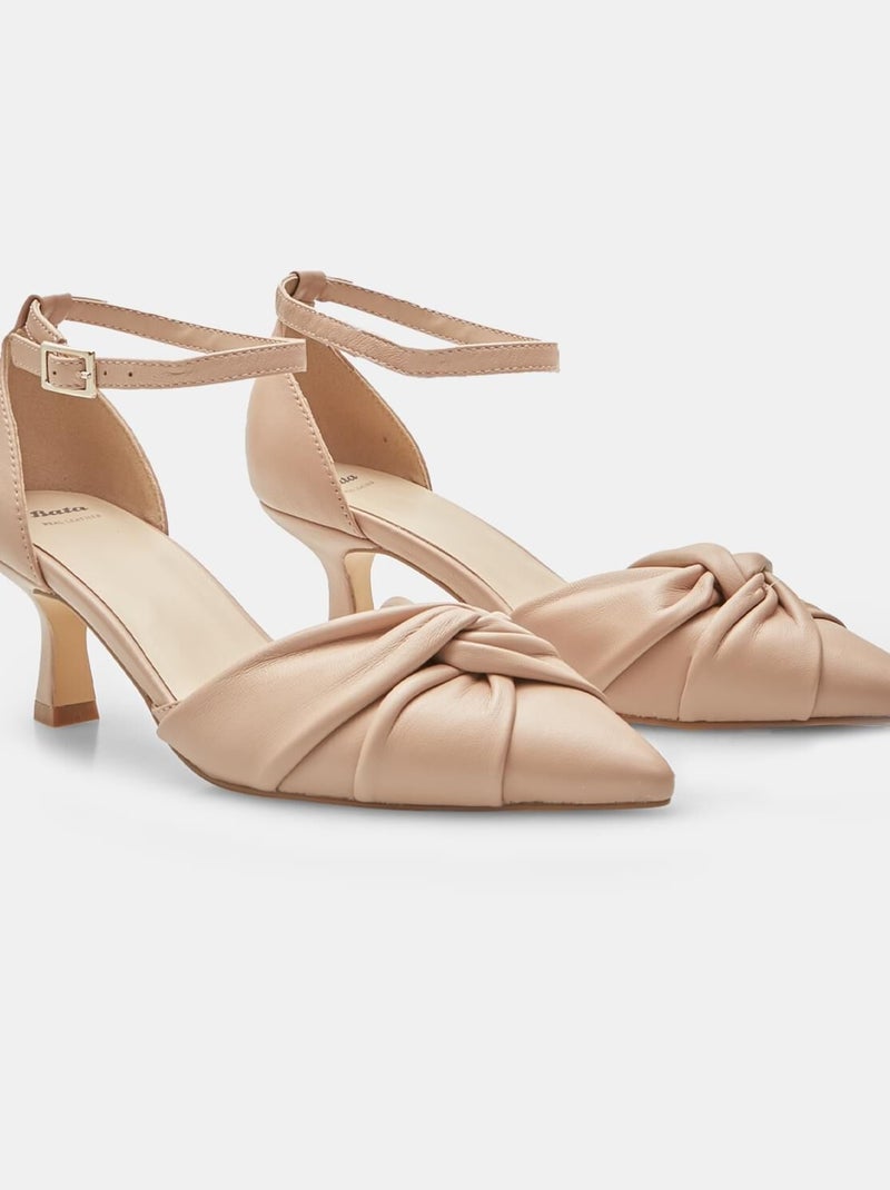 Escarpins en cuir avec bride à la cheville BATA Beige - Kiabi