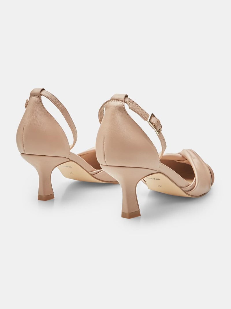 Escarpins en cuir avec bride à la cheville BATA Beige - Kiabi