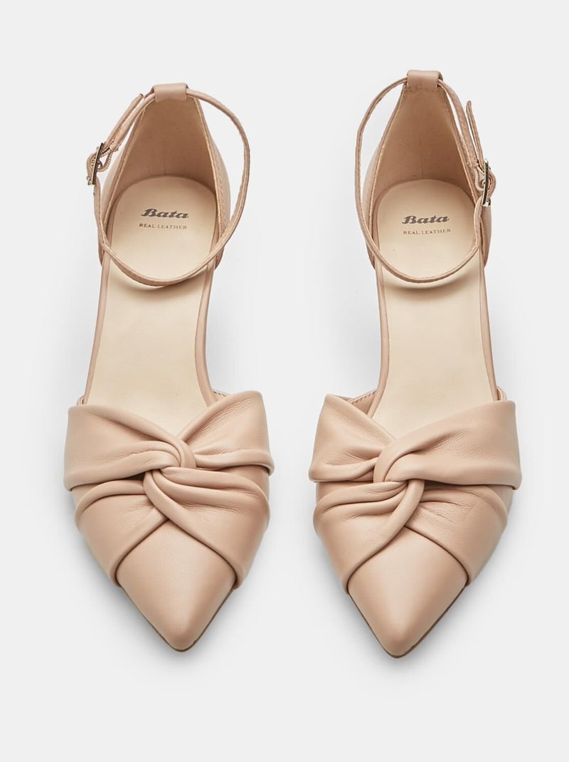 Escarpins en cuir avec bride à la cheville BATA Beige - Kiabi