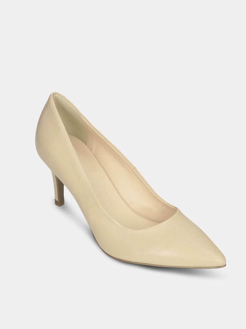 Escarpins en cuir avec talon de 7,5 cm BATA Beige - Kiabi