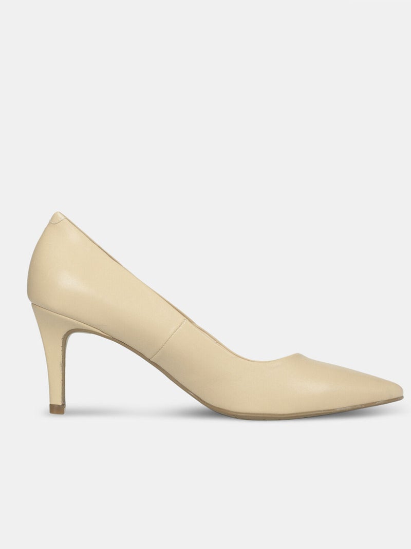 Escarpins en cuir avec talon de 7,5 cm BATA Beige - Kiabi