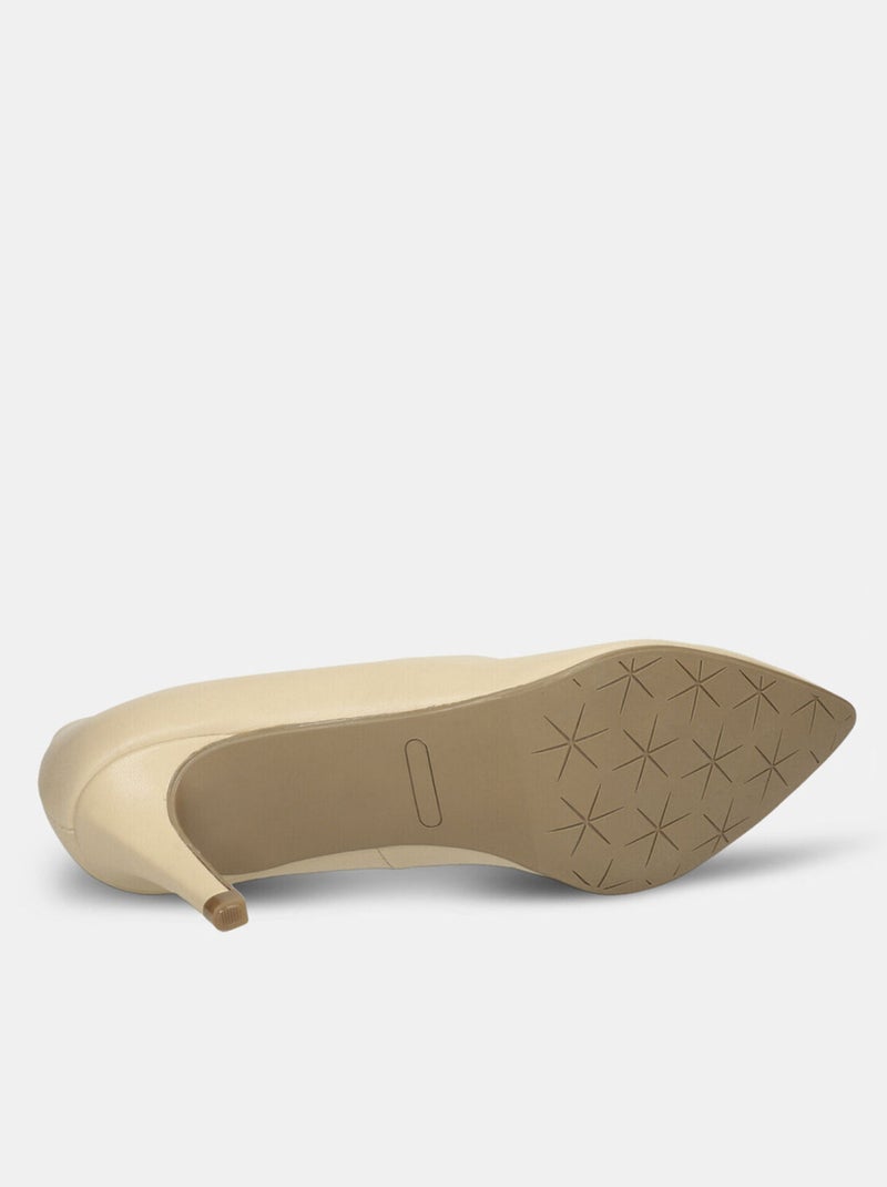 Escarpins en cuir avec talon de 7,5 cm BATA Beige - Kiabi