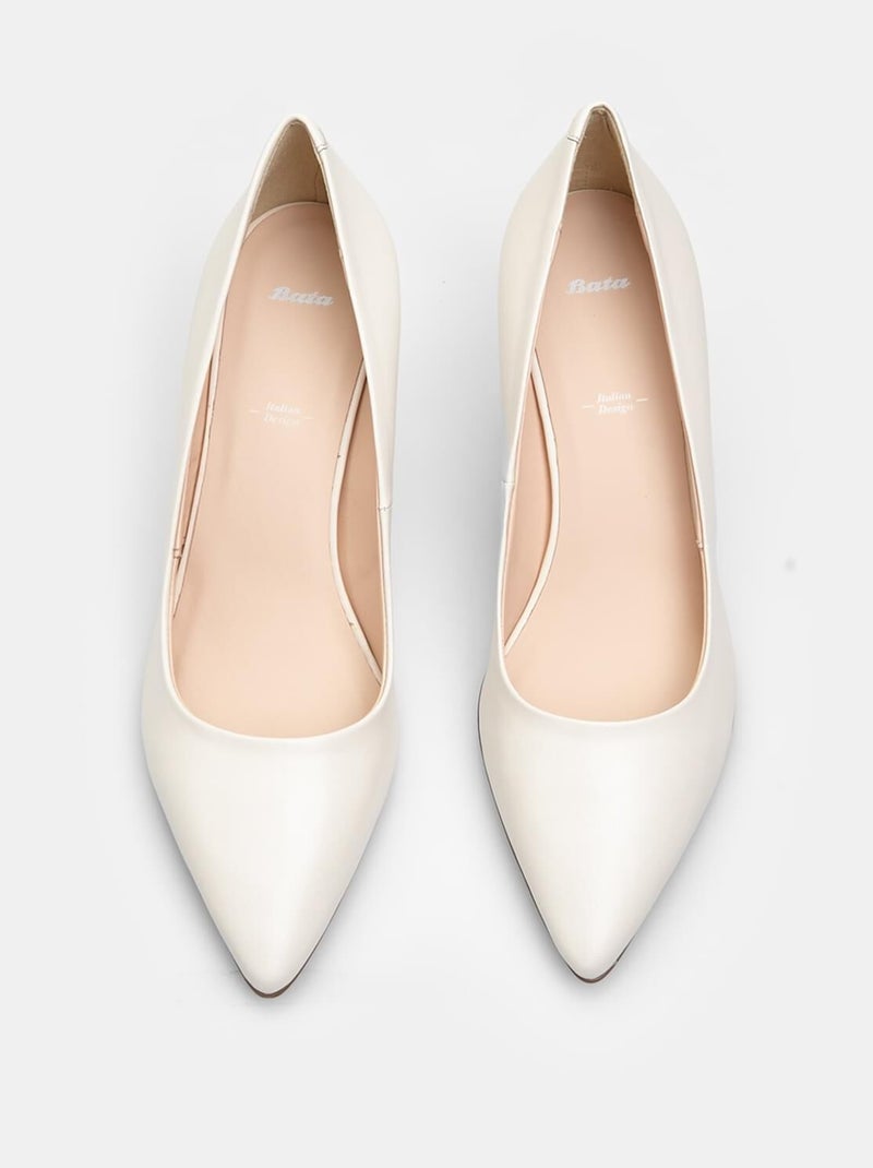 Escarpins en cuir avec talon de 7,5 cm BATA Blanc - Kiabi