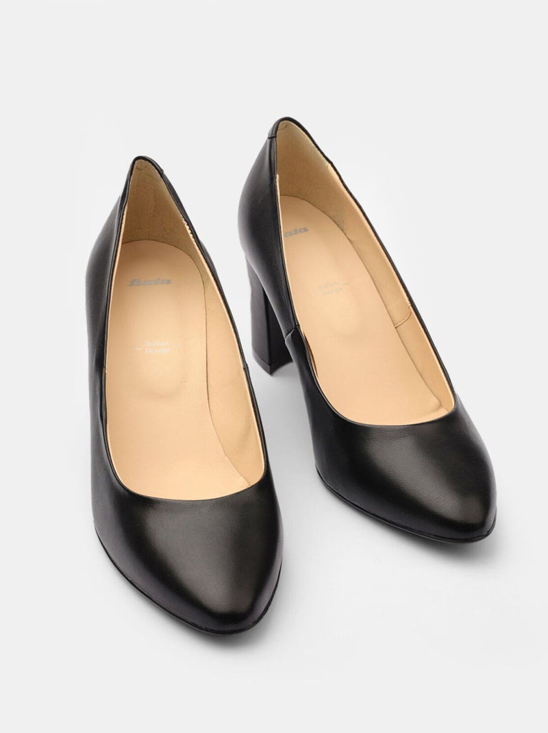 Escarpins en cuir avec talon de 7,5 cm BATA Noir - Kiabi