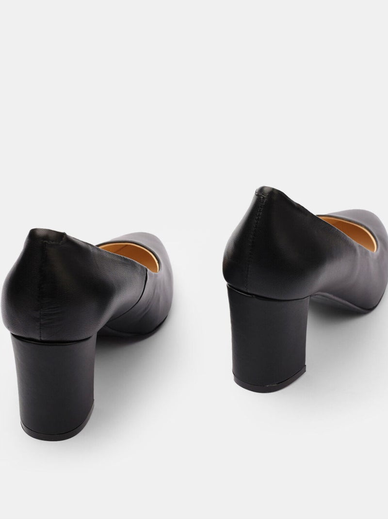 Escarpins en cuir avec talon de 7,5 cm BATA Noir - Kiabi