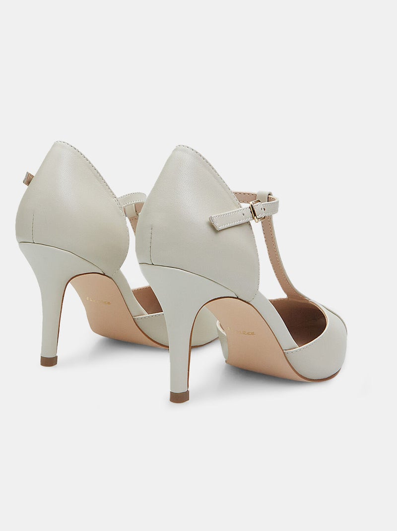 Escarpins en cuir avec talon de 8 cm BATA Beige - Kiabi