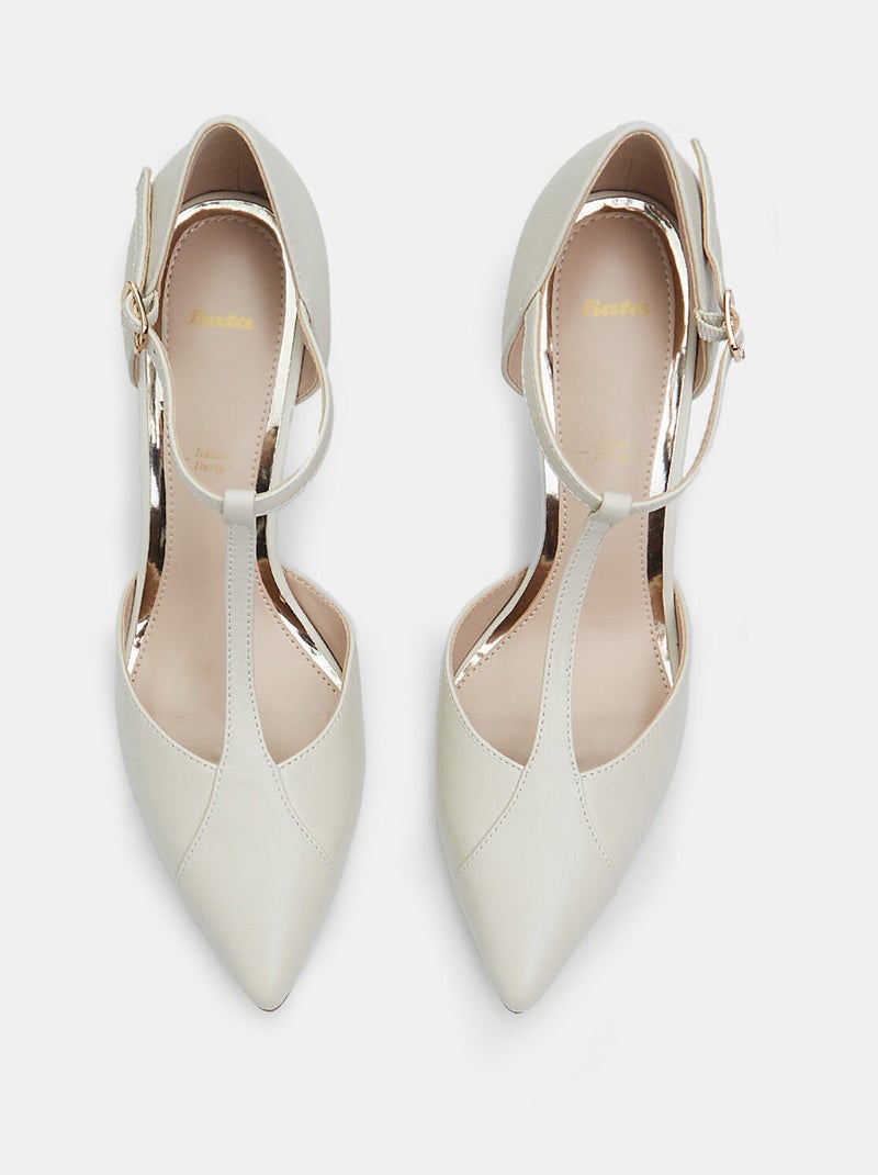 Escarpins en cuir avec talon de 8 cm BATA Beige - Kiabi