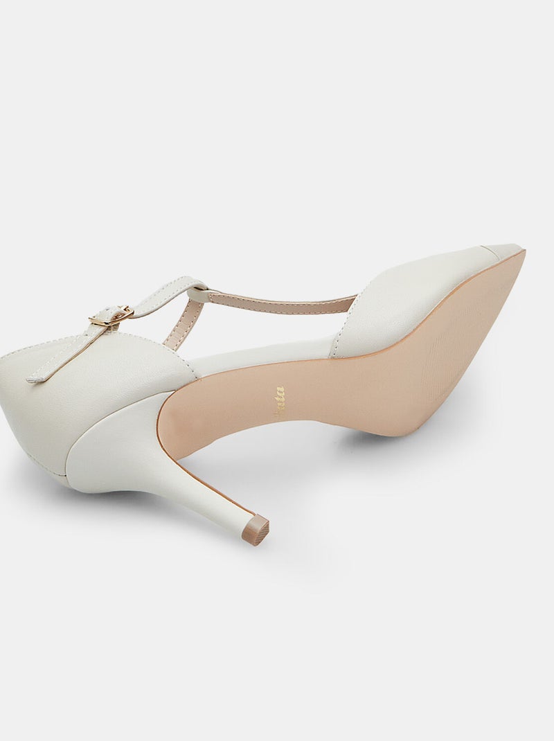 Escarpins en cuir avec talon de 8 cm BATA Beige - Kiabi