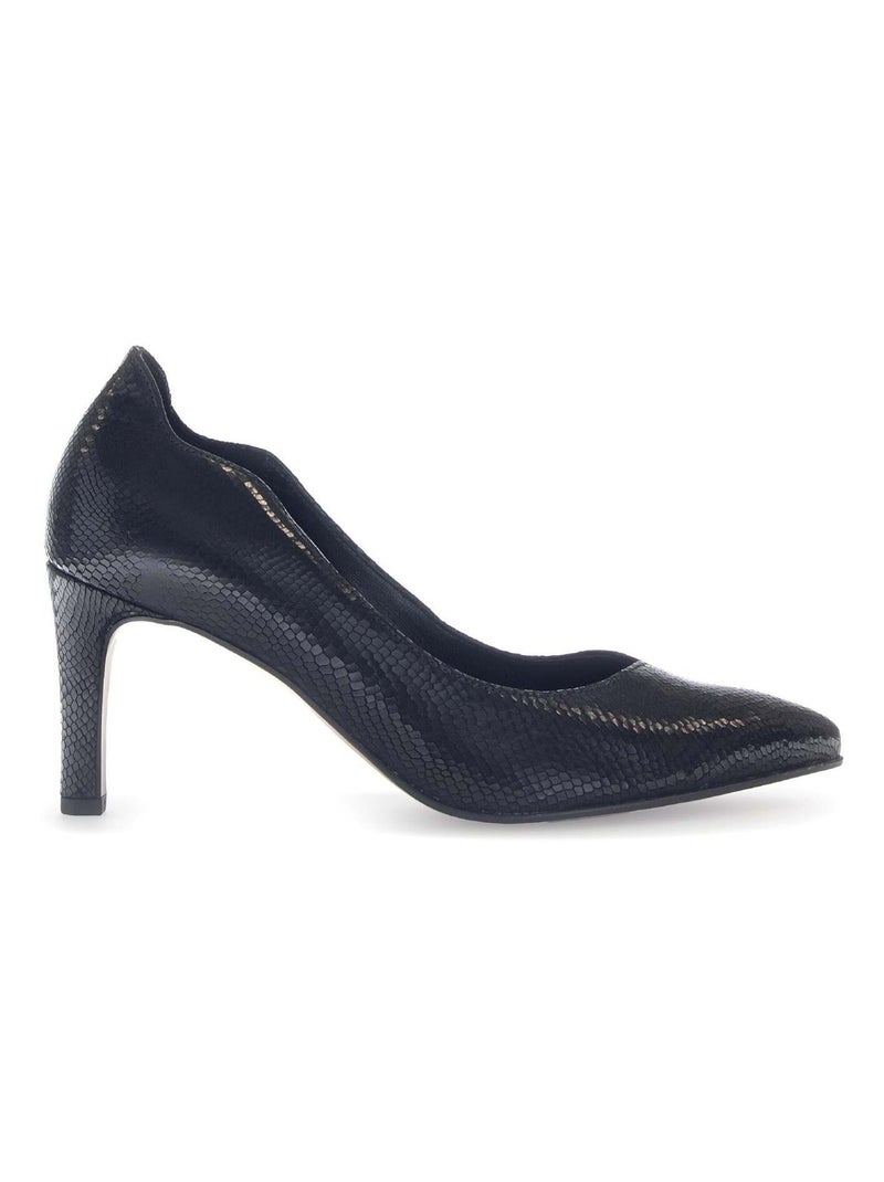 Escarpins  en cuir imprimé reptile Noir - Kiabi