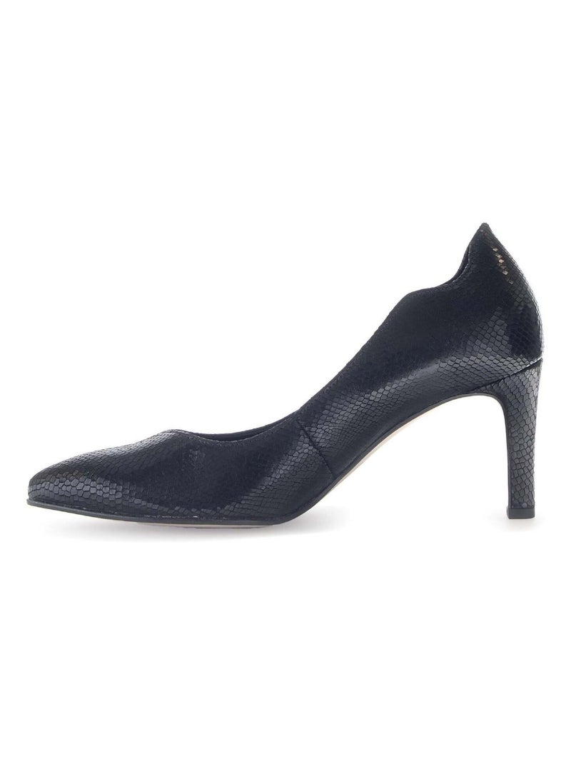 Escarpins  en cuir imprimé reptile Noir - Kiabi