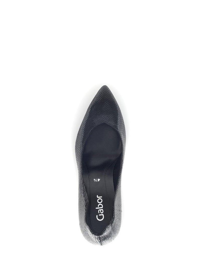 Escarpins  en cuir imprimé reptile Noir - Kiabi