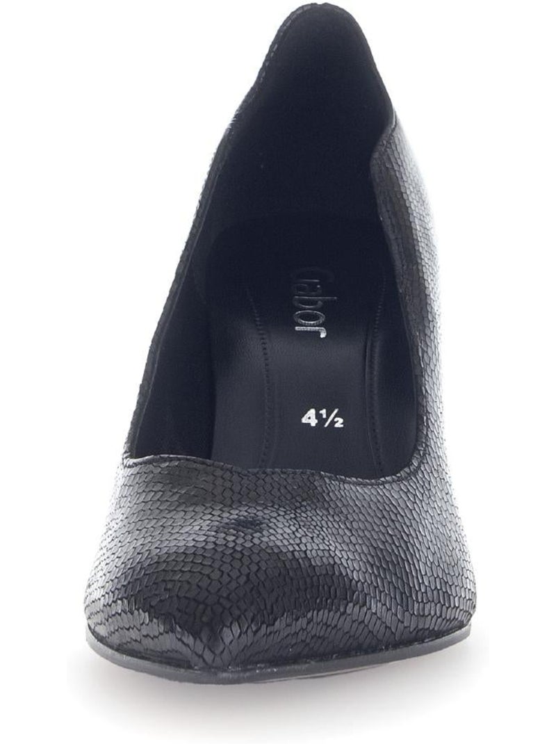 Escarpins  en cuir imprimé reptile Noir Noir - Kiabi