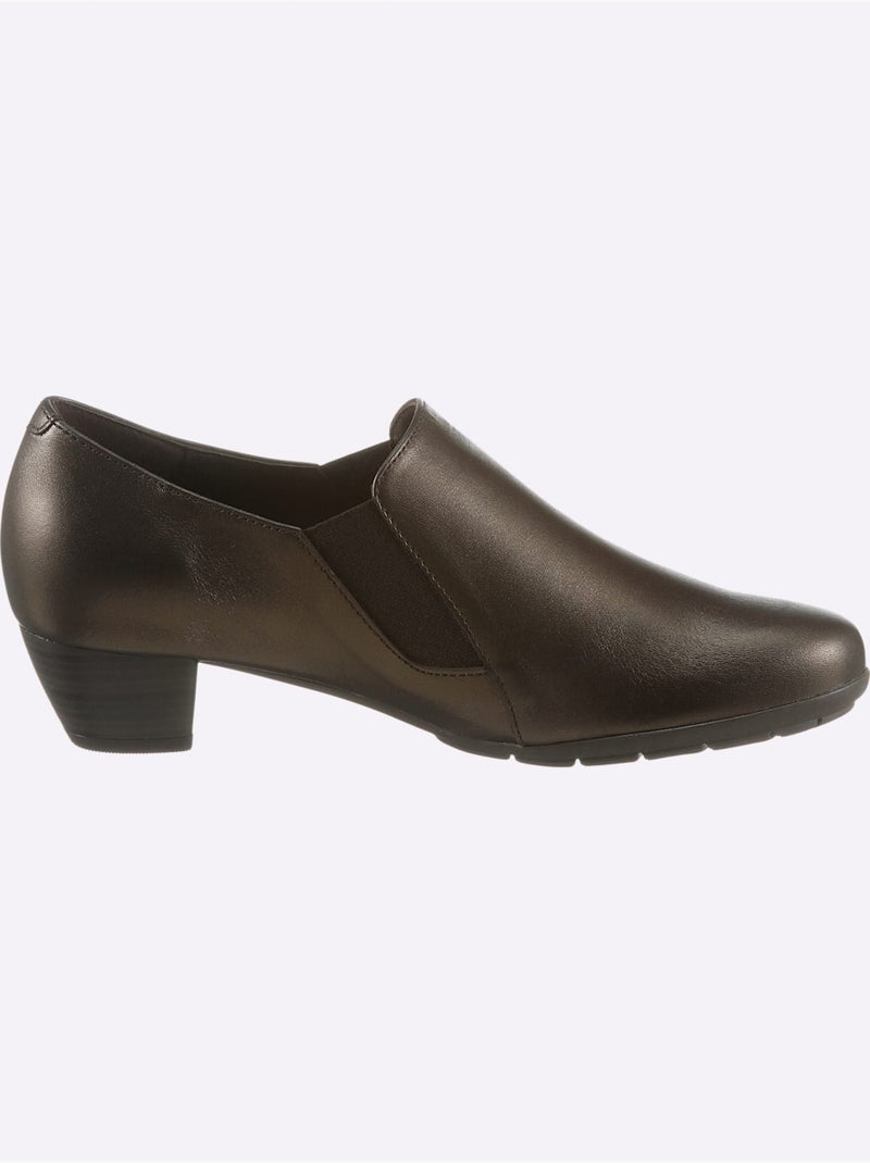 Escarpins en cuir lisse avec élastique et semelle amovible - taille standard - witt Bronze - Kiabi