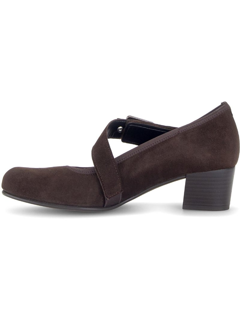 Escarpins  en cuir velours Marron - Kiabi