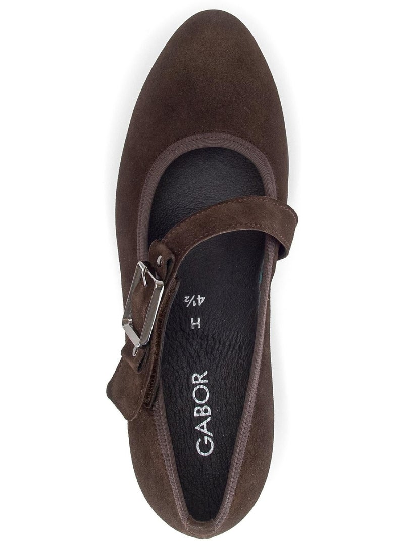Escarpins  en cuir velours Marron - Kiabi