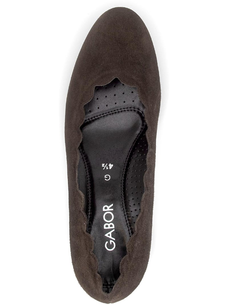Escarpins  en cuir velours Marron - Kiabi