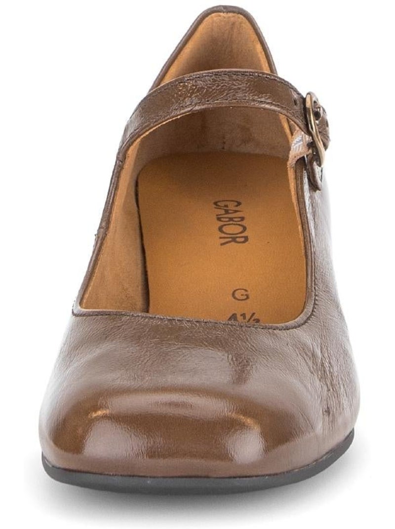Escarpins  en cuir verni Marron - Kiabi