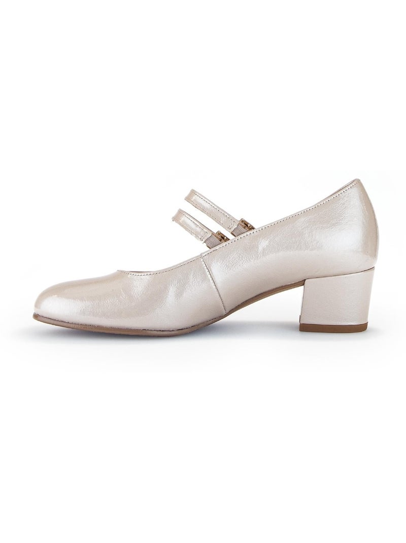 Escarpins  en cuir vernis Beige - Kiabi