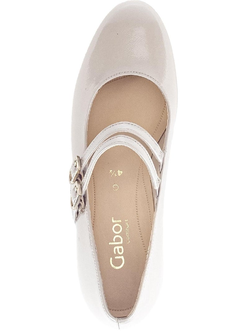 Escarpins  en cuir vernis Beige - Kiabi