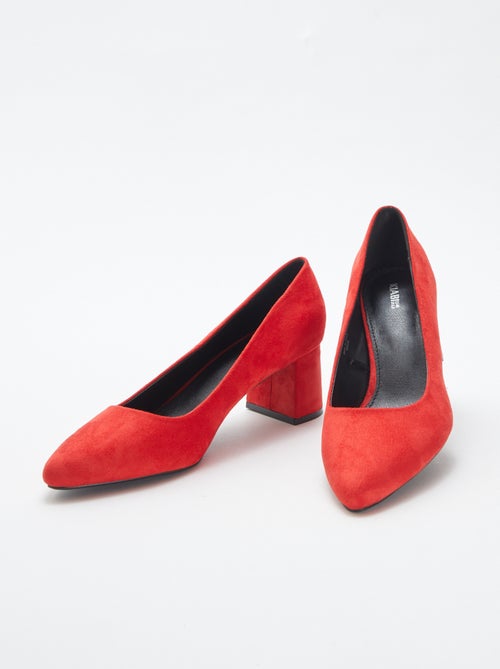 Escarpins en suédine avec talons carrés - Kiabi