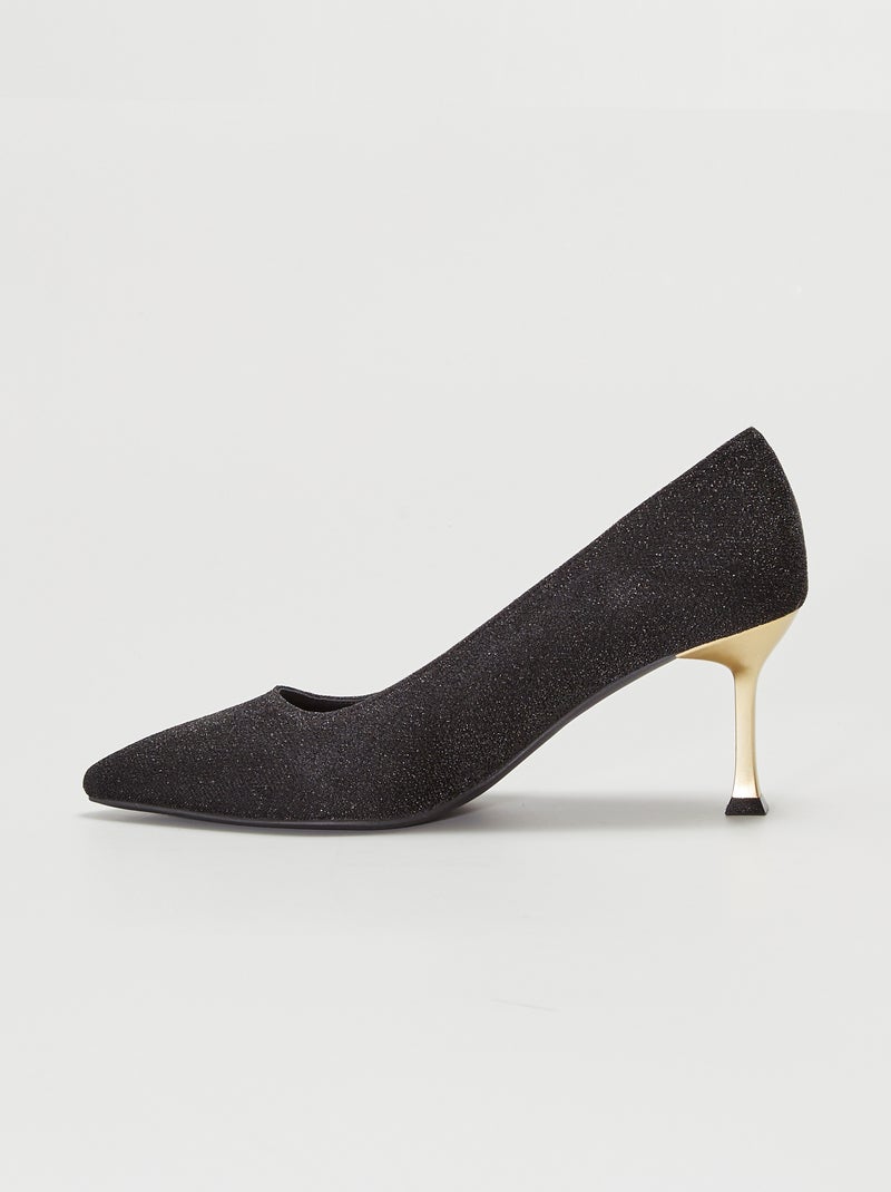 Escarpins irisés petits talons Noir - Kiabi