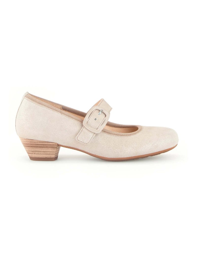 Escarpins irrisés en cuir velours Beige/Blanc - Kiabi